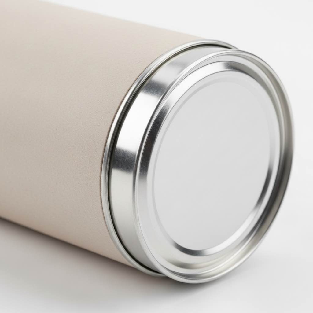 紙罐金屬蓋氣密密封細節特寫，氣密密封做法與客製化紙罐密封方案說明。