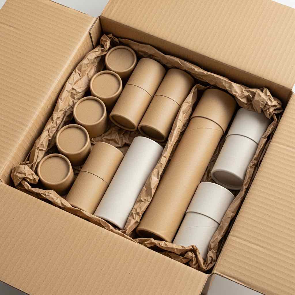 紙罐放入電商出貨紙箱包裝場景，電商品牌適合用紙罐的完整分析說明。