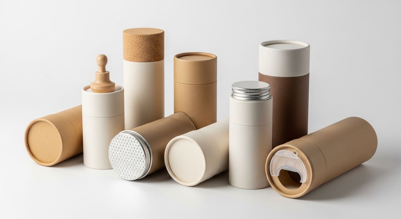 紙罐蓋子類型一覽圖展示各種蓋型，選擇適合產品蓋型的完整客製紙罐指南。