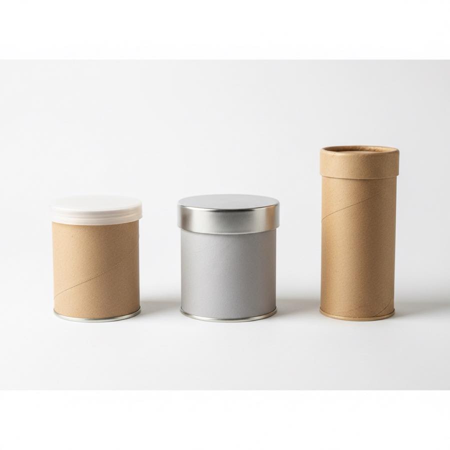 單套紙罐雙套紙罐螺旋捲管三種結構並排比較