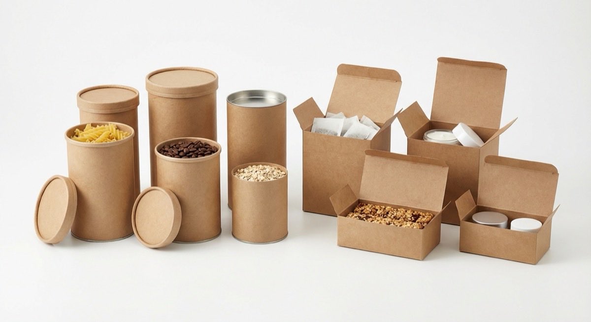 紙罐與紙盒包裝外觀結構比較，圓筒與方盒優劣比較與選擇指南完整說明。