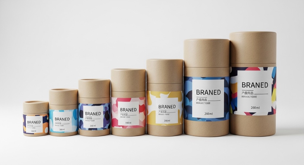 六種標準紙罐口徑52mm到120mm尺寸對照實拍圖