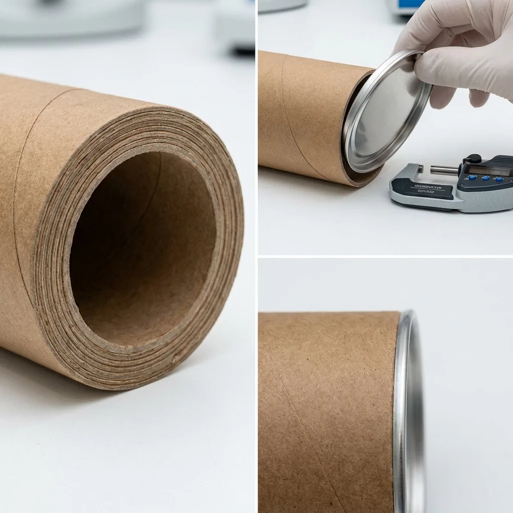 台灣紙管工廠生產現場，品質控管與材質檢驗流程說明。