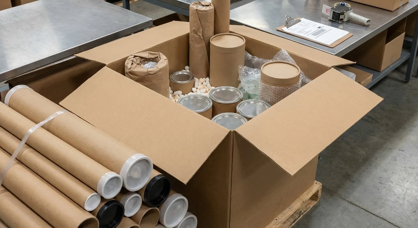 完成品紙罐整齊包裝準備出貨