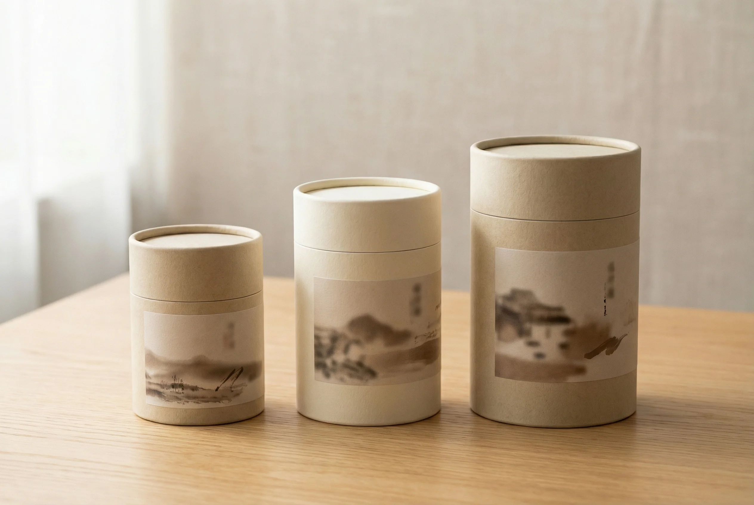 茶葉紙罐規格展示：65-73mm 口徑，馬口鐵蓋，適合茶葉咖啡品牌