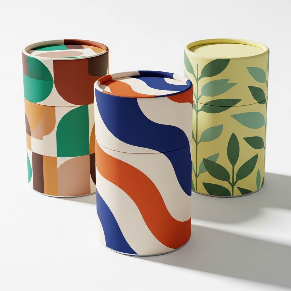 咖啡品牌紙罐包裝設計,三款圓筒形紙罐展示品牌視覺切入點