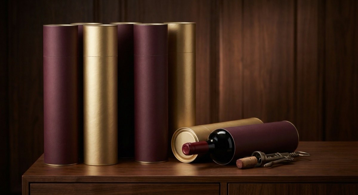 酒類紙筒包裝展示紅酒瓶禮品管,威士忌高端禮品客製化紙管方案說明。