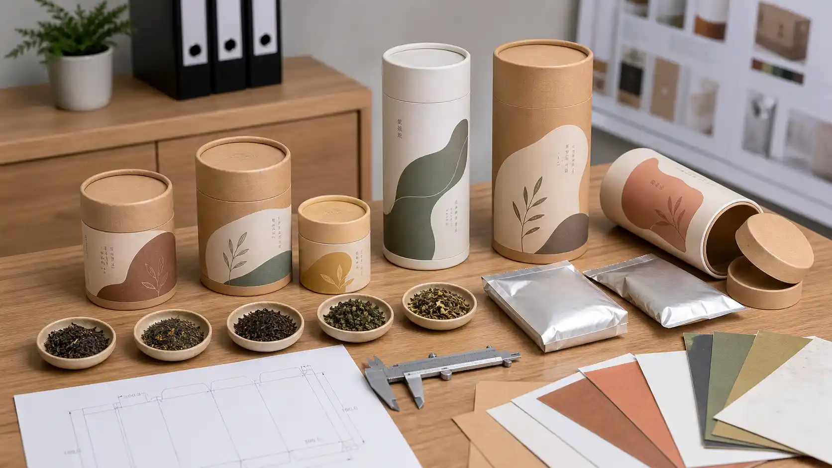 茶葉紙罐容量包裝決策情境示意圖