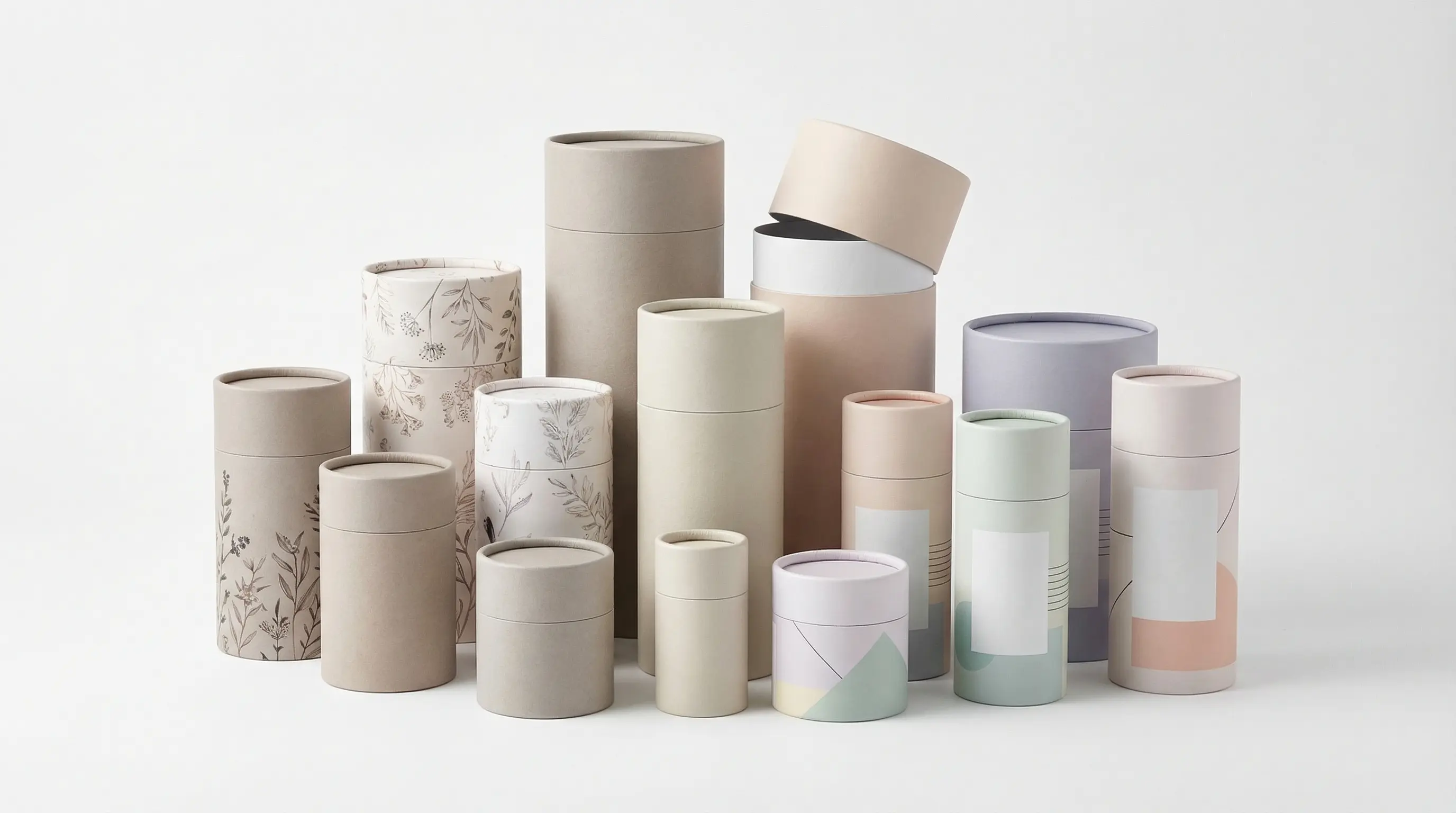 台灣客製紙罐紙管包裝:保健品、茶葉咖啡、化妝品紙罐展示,多種口徑與蓋型