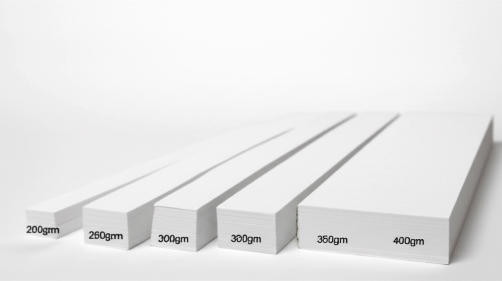 不同克重紙板厚度對比:250g、300g、350g、400g